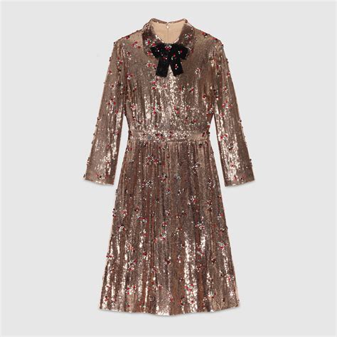 gold sequin suit gucci|Gucci embroidered dress.